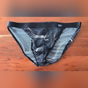 Black Patterned Men's Bikini